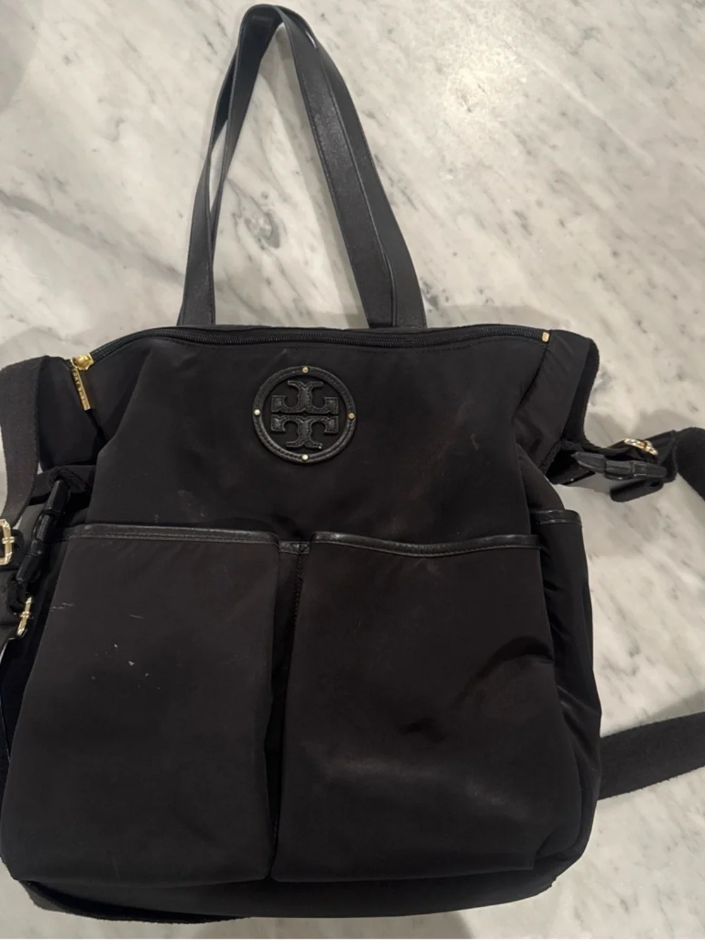 Tory Burch Black Nylon Tote Diaper Bag